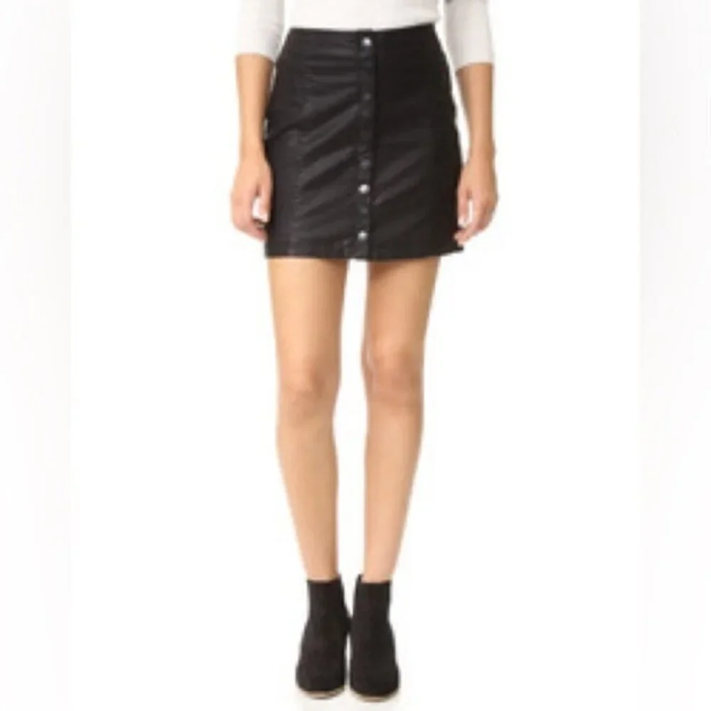 FREE PEOPLE Oh Snap Vegan Leather Miniskirt 8 - Picture 12 of 12